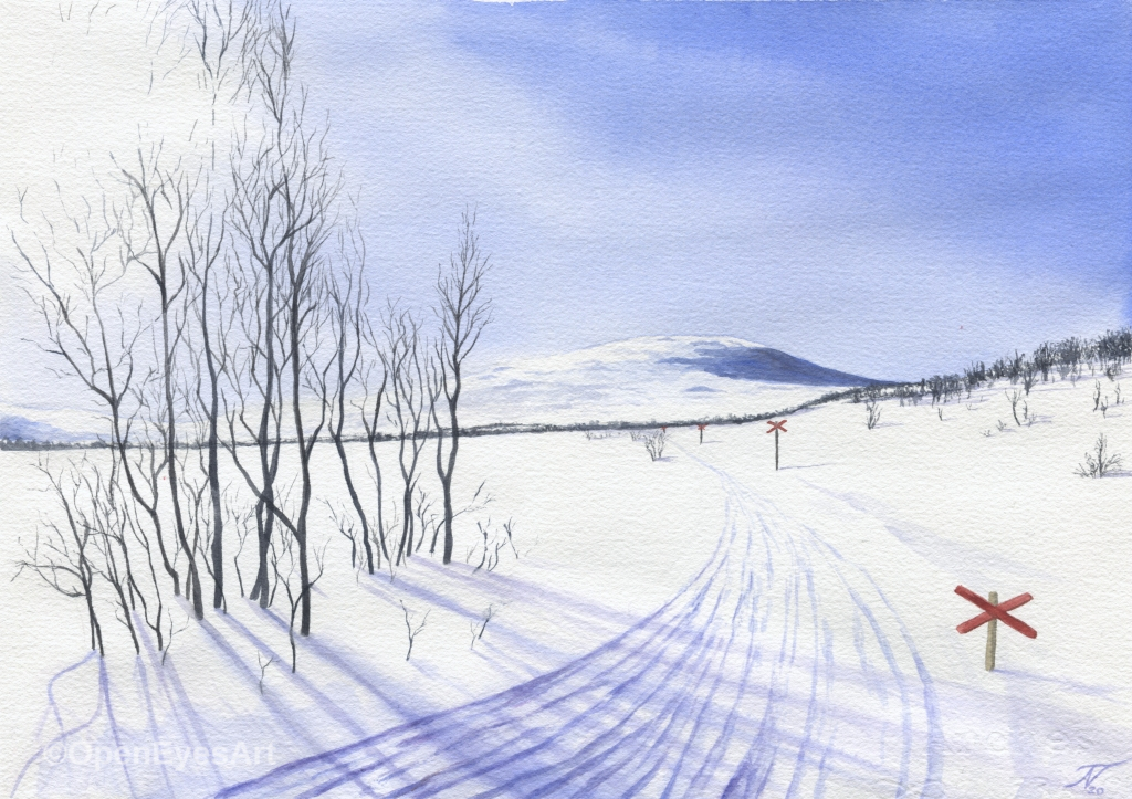 painting of snowy landscape