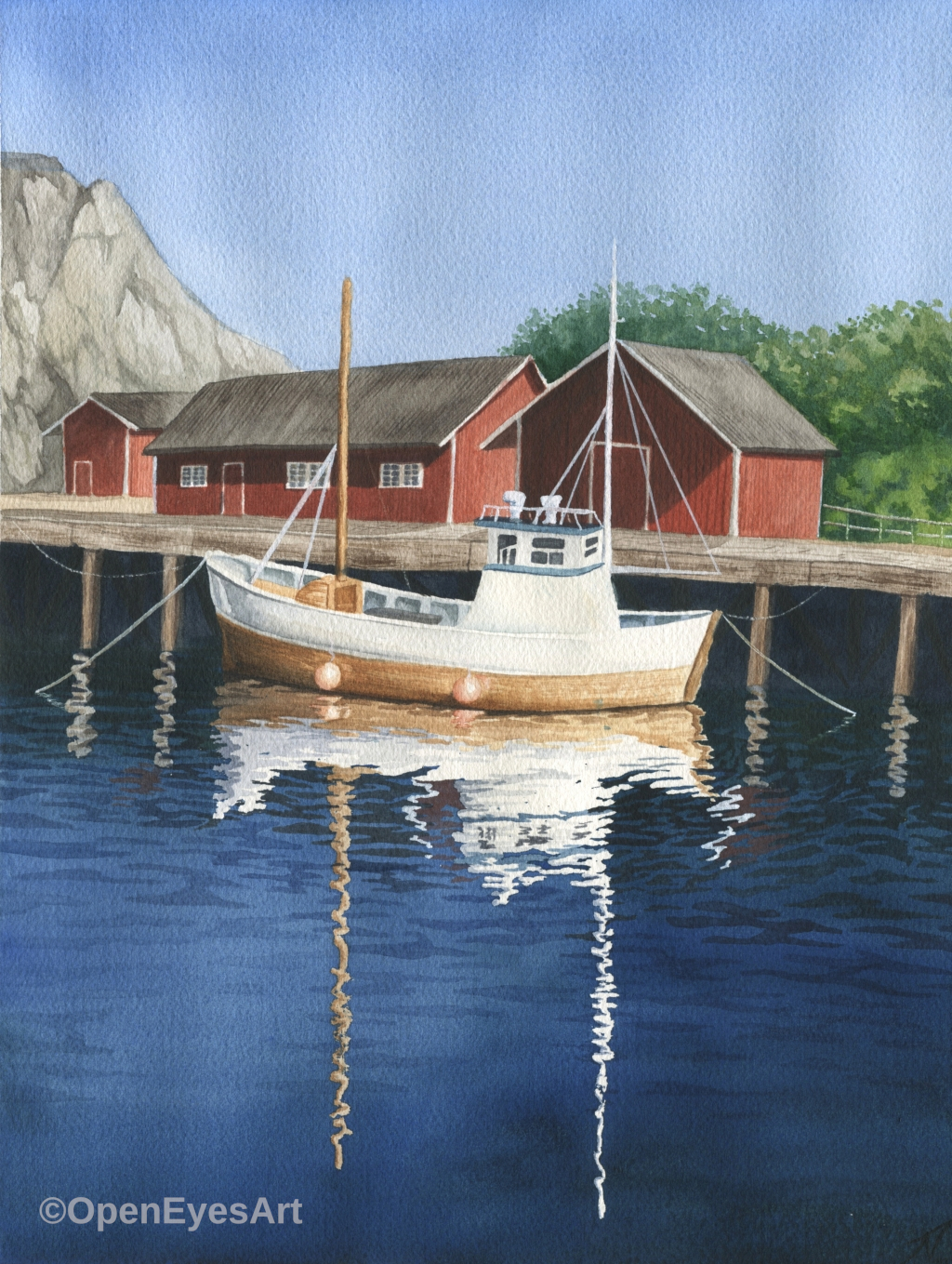 painting of boat on Lofoten